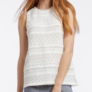 NIC+ZOE White Lace Sleeveless Jewel Neck Tank Top Size Small